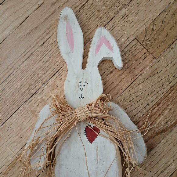 Moveable Handmade Wooden Shaped Easter Bunny Rabbit Wall Hanging Decoration 20" - Picture 4 of 7